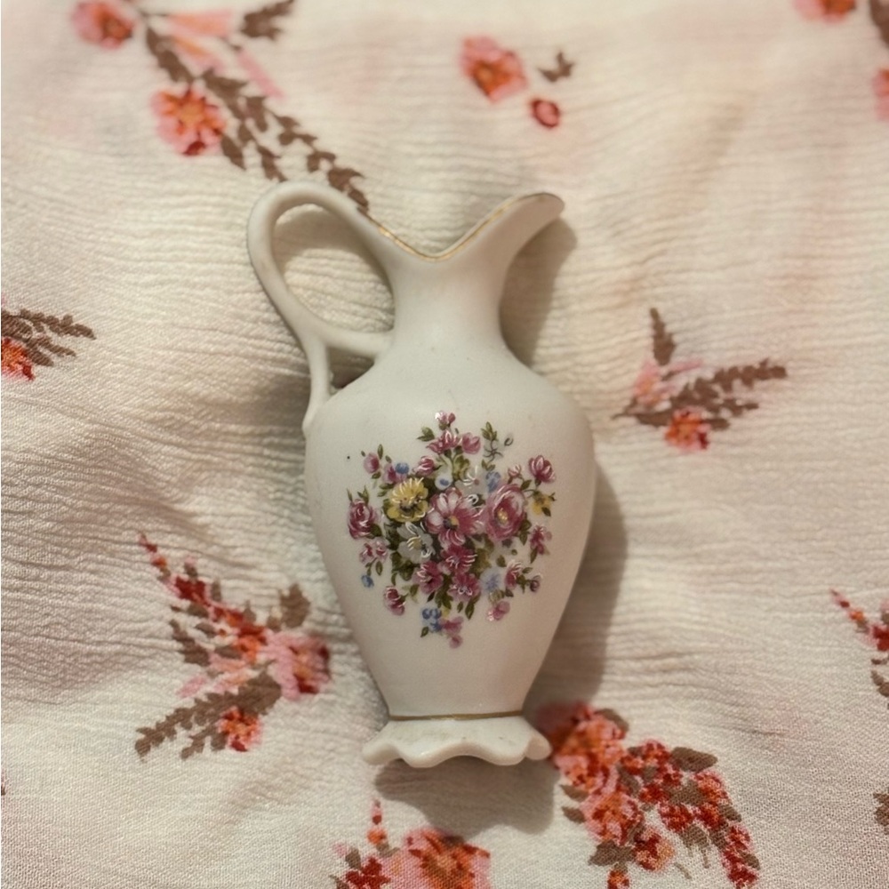 Vintage Mini Floral Ceramic Pitcher